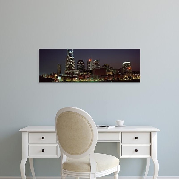 Easy Art Prints Panoramic Images's 'Buildings lit up at dusk, Nashville, Tennessee, USA' Premium Canvas Art