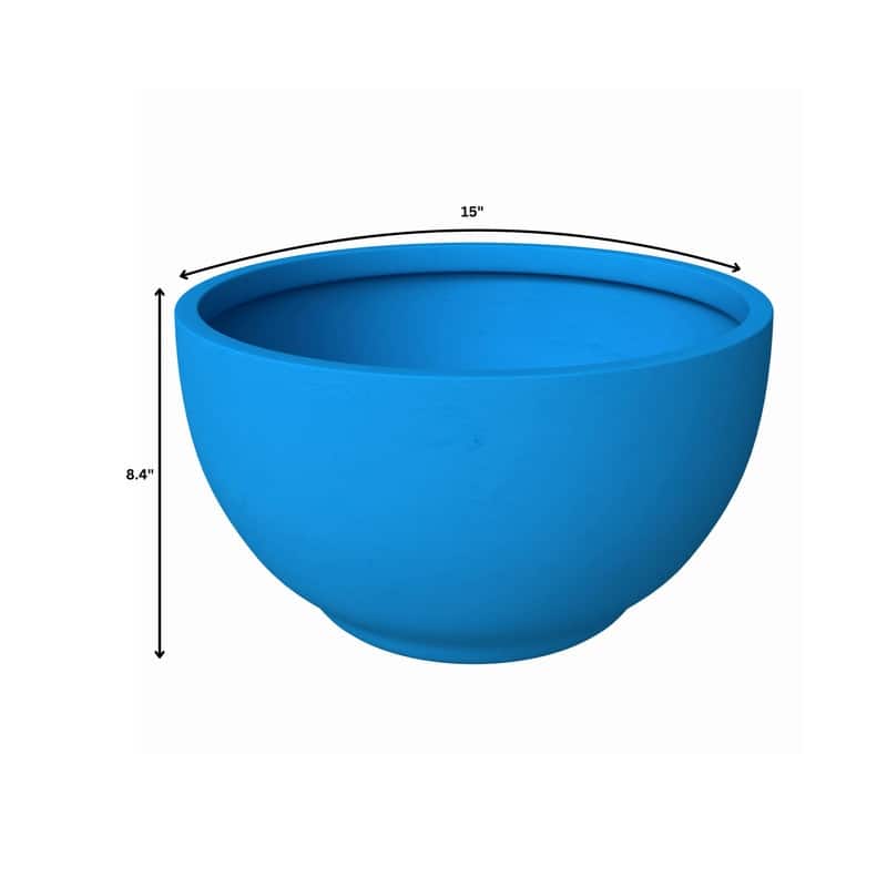 Grove Modern Round Fiberstone and MgO Clay Plant Pot with Drainage Holes for Indoor & Outdoor Home Office Yard Patio Decor