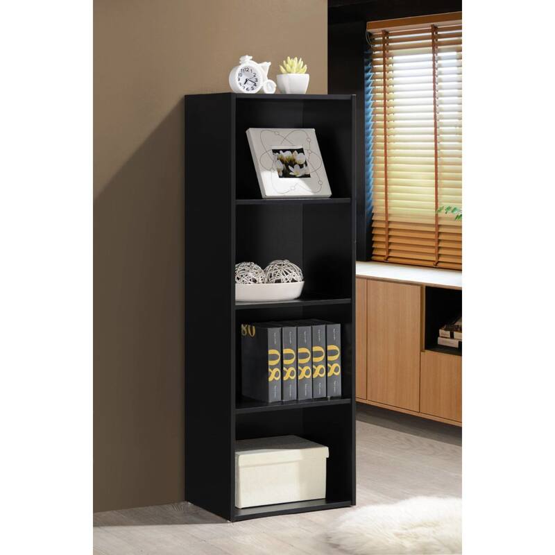 47.25" Black Multipurpose Bookcase with 4-Shelves