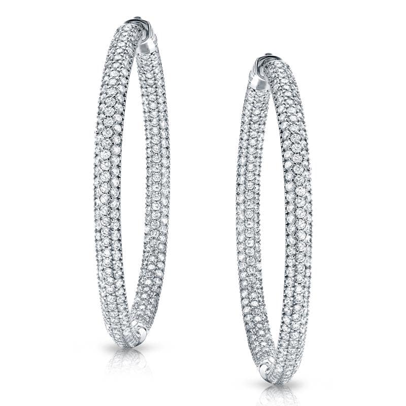 Auriya 14k Gold 7 carat TW Large Pave Diamond Hoop Earrings - 1.96-inch (J-K, I1-I2) - White Gold