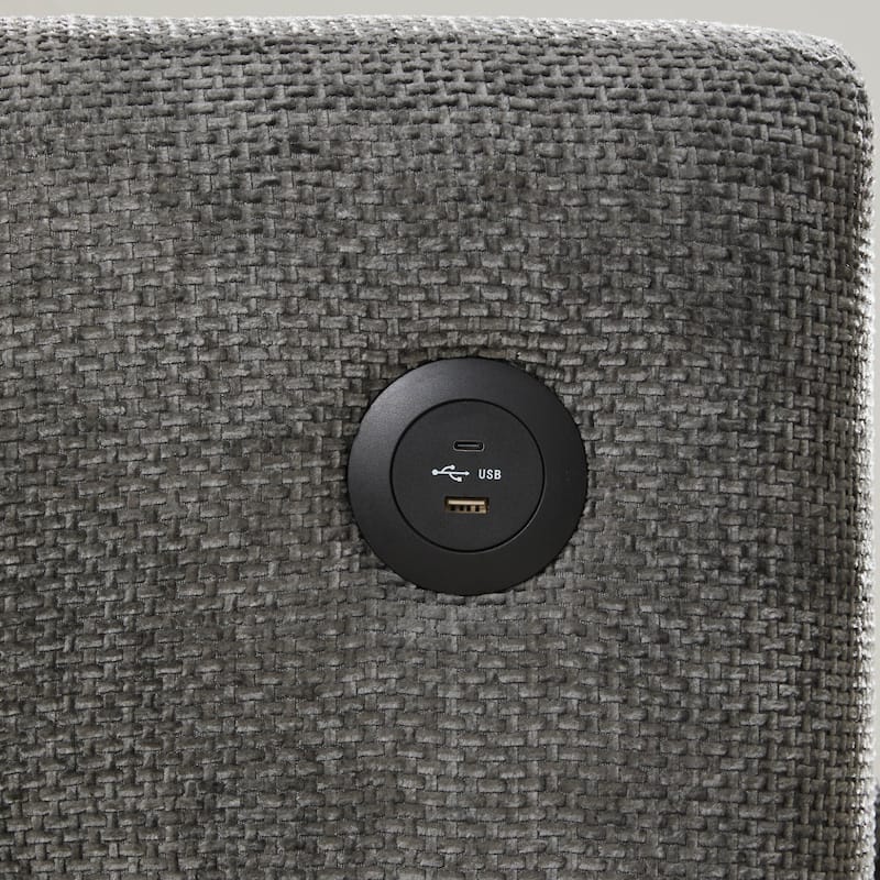 Anmytek Cozy Plush Chenille 42 Inch x 33 Inch Single Armchair Wide Seat with Dual-port Charger Tufted Design