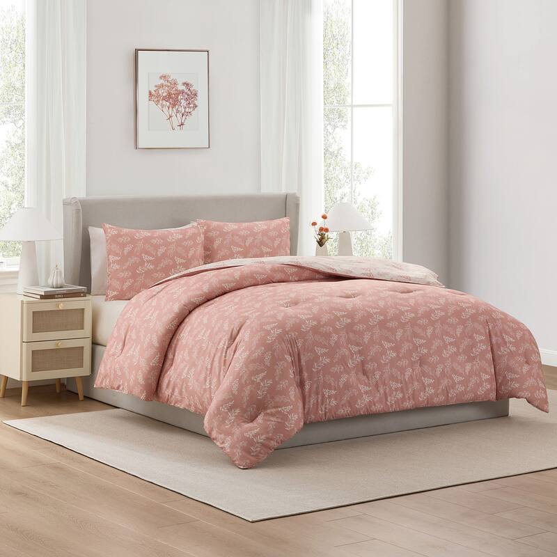 Empyrean 3PC Reversible Botanical Printed Comforter Bedding Set