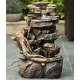 preview thumbnail 5 of 12, Resin Stacked Rock Waterfall Outdoor Fountain with LED Lights