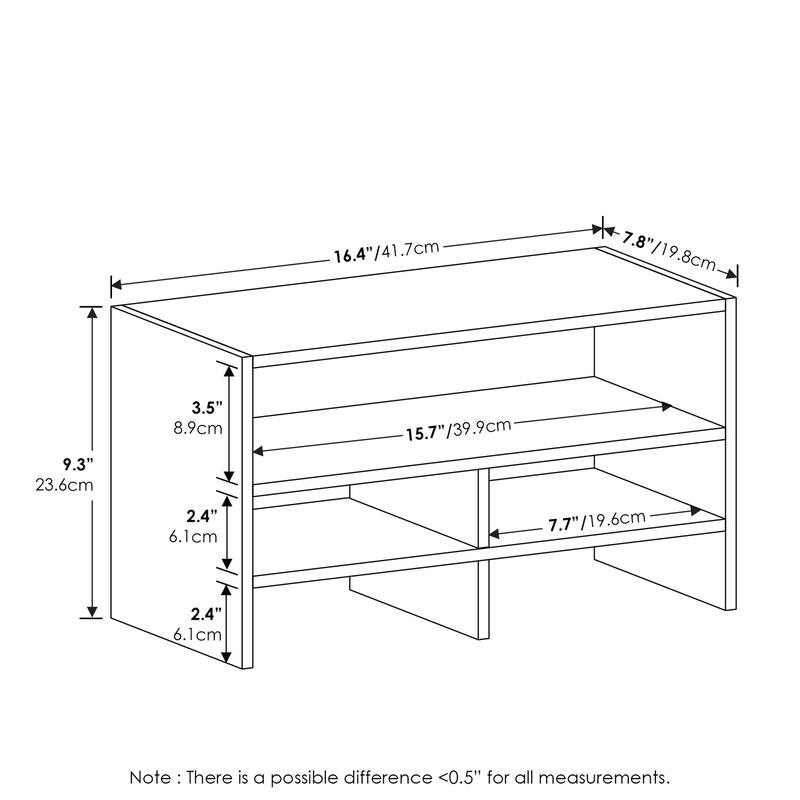 9.25 in. Tall White Wood 3-Shelf Bookcase