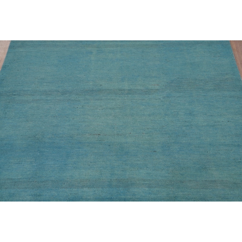 Light Blue Modern Gabbeh Oriental Area Rug Hand-Knotted Wool Carpet - 4'10" x 6'6"