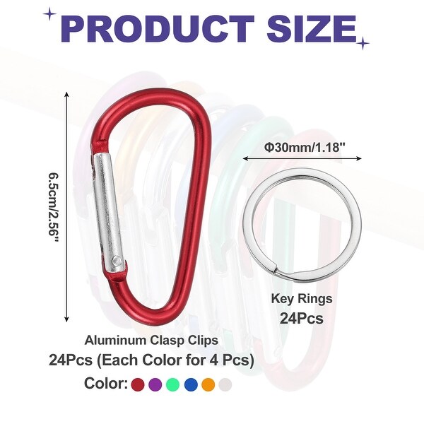 Aluminum Clasp Clips Spring Snap Hook with Key Rings for Camping