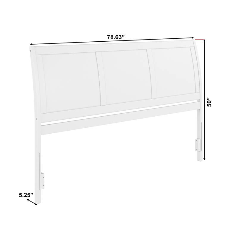 King Sleigh Solid Wood Panel Headboard in White with Curved Design and Sleek Modern Farmhouse Appeal