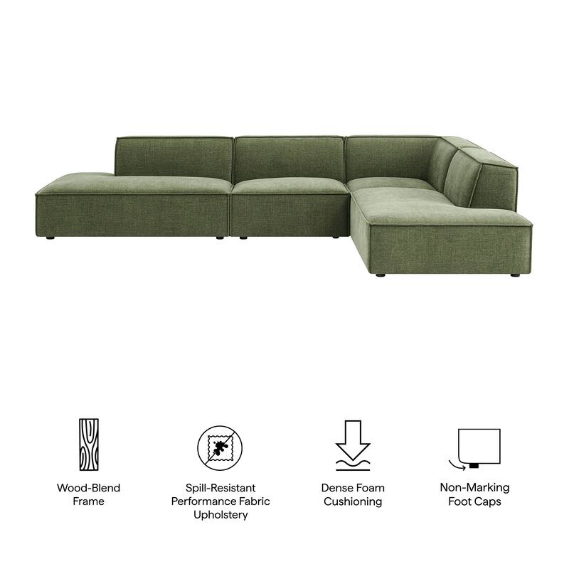 Restore 4-Piece Performance Fabric Upholstered Modular L-Shaped Armless Sectional Sofa