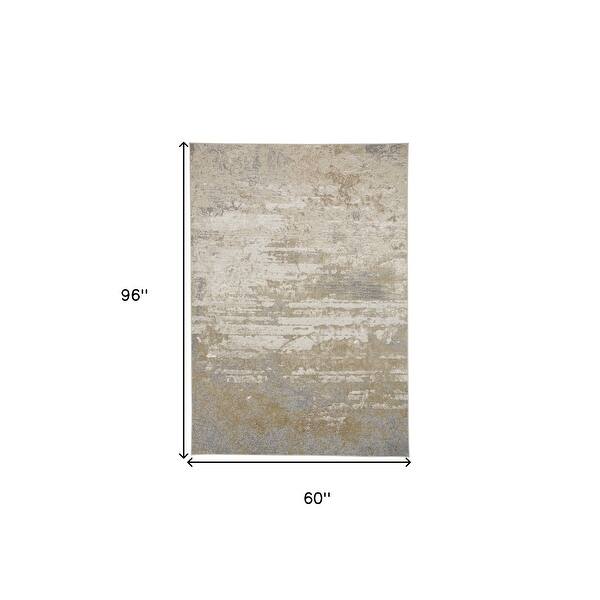 HomeRoots 5' X 8' Ivory Gold And Gray Abstract Stain Resistant Area Rug ...