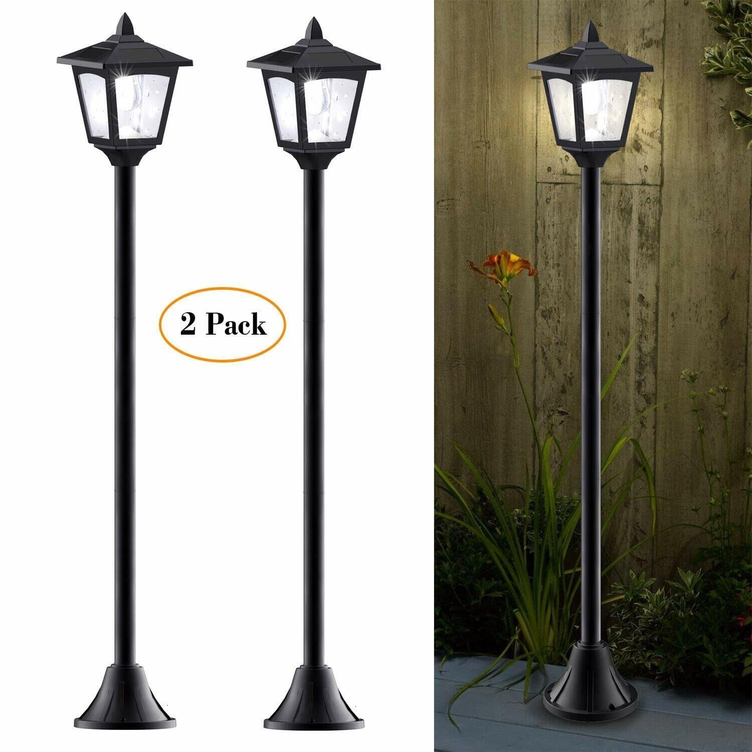 2 Pack 42in Solar Lamp Post Light Outdoor LED Waterproof Mini Street Garden Lawn 5.5 5.5 40 570222