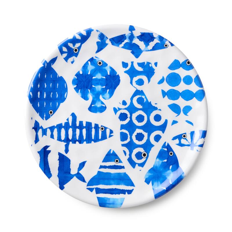 Certified International Fish Tale Melamine 9" Salad /Dessert Plates, Set of 6 - 9.00"L x 9.00"W x 0.50"H