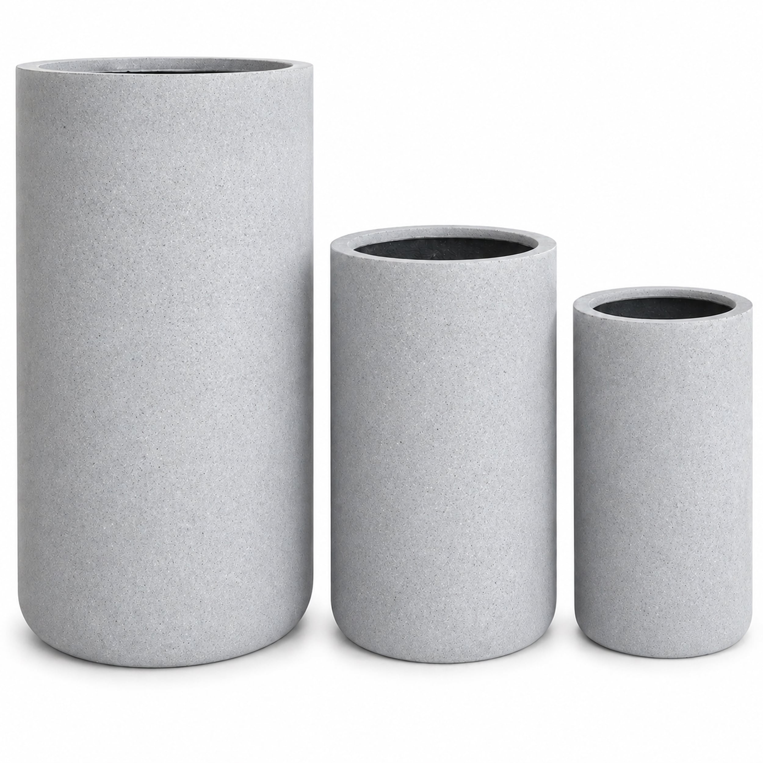 Set of 3 Tall Cylinder Polystone Indoor/Outdoor