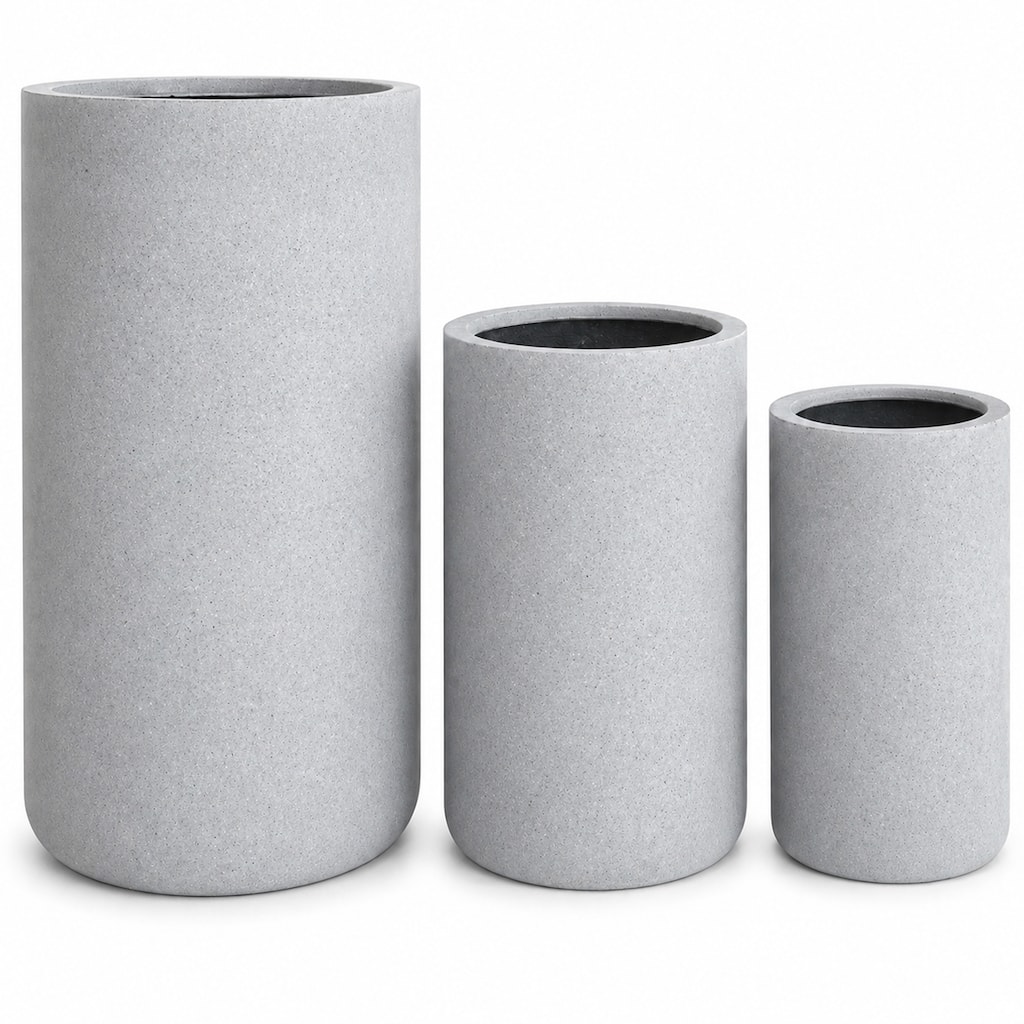 Set of 3 Tall Cylinder Polystone Indoor/Outdoor