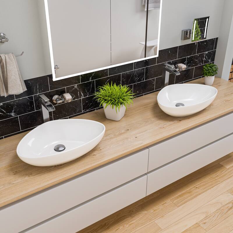 ALFI brand White 23" Fancy Above Mount Ceramic Sink