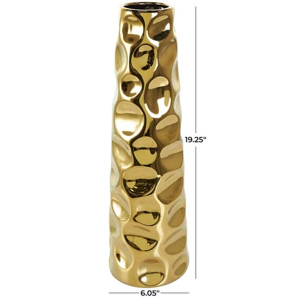 dimension image slide 0 of 2, Gold Ceramic Geometric Bubble Vase with Concaved Circles