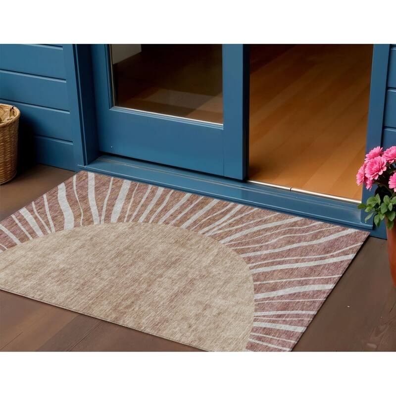 HomeRoots Abstract Transitional Rectangle Outdoor Rug - 3' x 5'