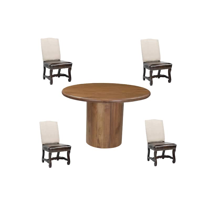 Ava 5-piece Solid Wood Dining Set - Dark Brown
