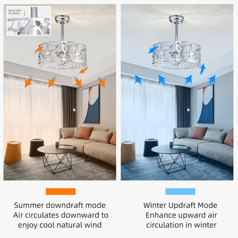 18 in. Smart Indoor Caged Ceiling Fan with Remote Control (Bulb Not Included)