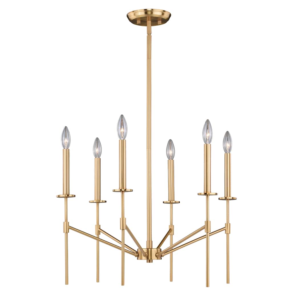 Kedzie 6 Light 2 Tier Brass Mid-Century Modern Chandelier - 24-in W x 23.25-in H x 24-in D