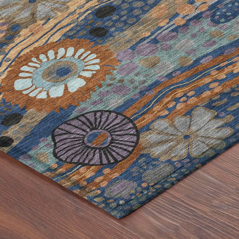 Machine Washable Indoor/ Outdoor Whimsy Floral Chantille Rug
