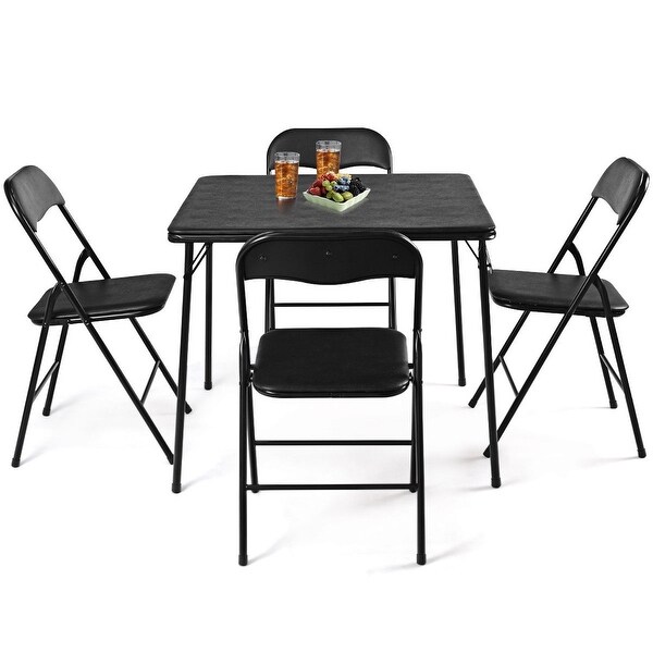 Shop Costway 5PC Black Folding Table Chair Set Guest Games Dining Room Kitchen Multi-Purpose 