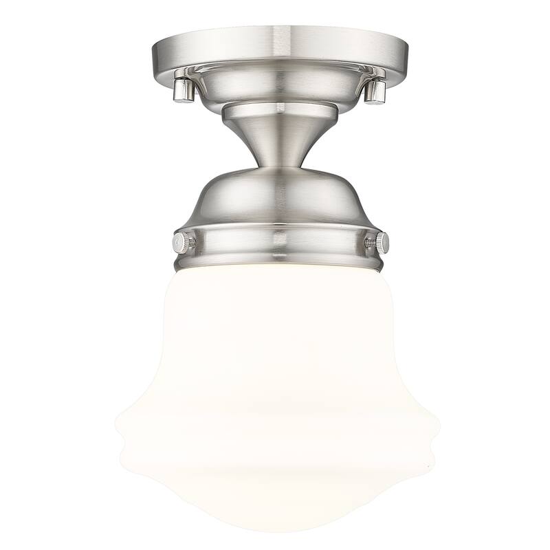 Vaughn by Z-Lite 1 Light Flush Mount in Brushed Nickel with Matte Opal Glass Shade - Brushed Nickel
