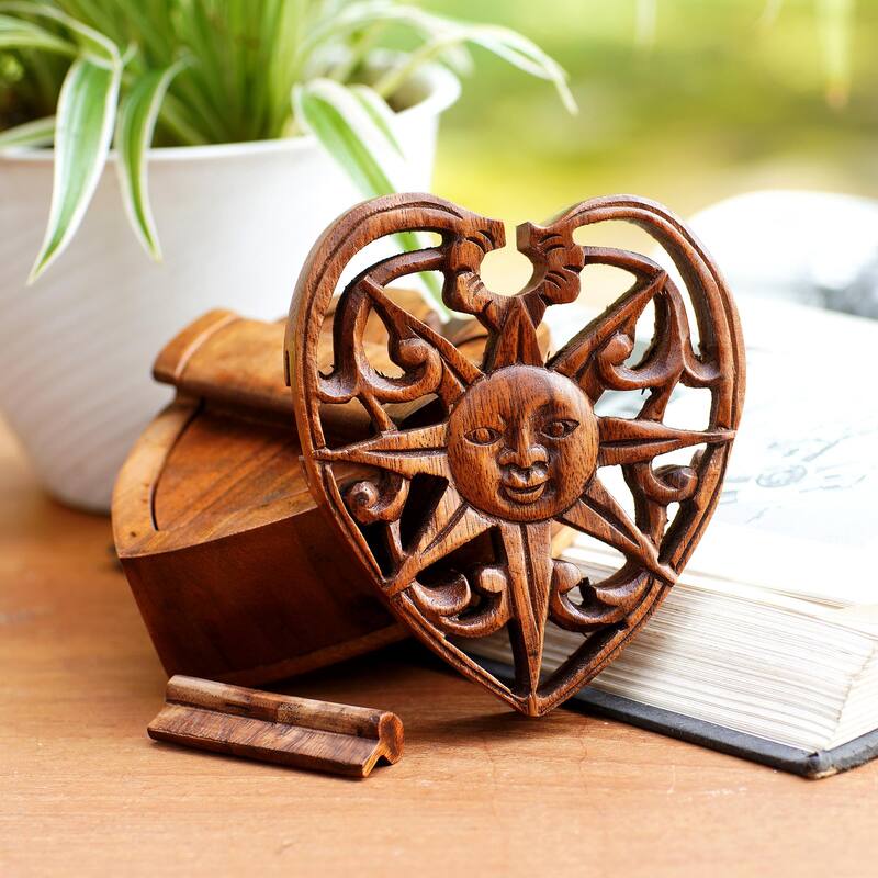 Novica Handmade Sun Of Love Wood Puzzle Box