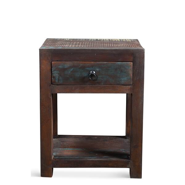 Handmade Reclaimed Wood Side Table (India) On Sale Bed Bath