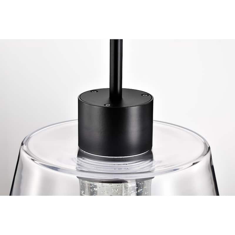 Aura 12 Inch LED Pendant Matte Black K9 Bubble Crystal 3000K CCT - Matte Black
