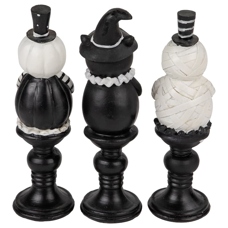 Pumpkin, Cat and Ghost Halloween Candlestick Decorations - 8.25" - Set of 3
