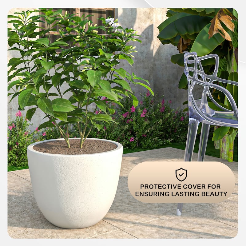 Dahlia Tapered Round Planter Pot in Fiberstone MGO Clay with Drainage for Indoor Outdoor Patio Balcony, Garden, or Living Room
