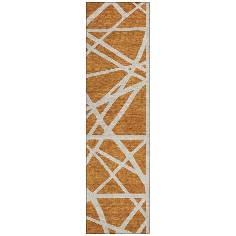 Machine Washable Indoor/ Outdoor Abstract Contemporary Chantille Rug