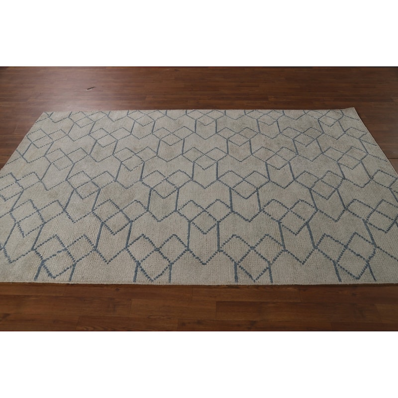 Contemporary Moroccan Oriental Area Rug Handmade Wool Carpet - 5'0" x 7'11"