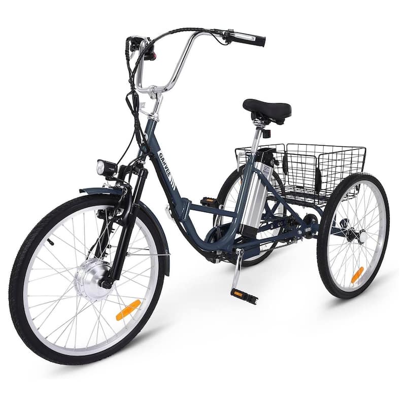 3 Wheels Electric Trike for Adults, Folding Electric Tricycle with Removable Battery - Grey