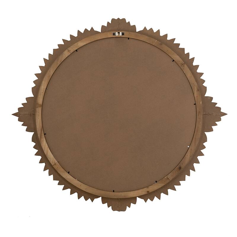 35.5x31.5" Round MDF Wall Mirror with Ornate Gold Frame