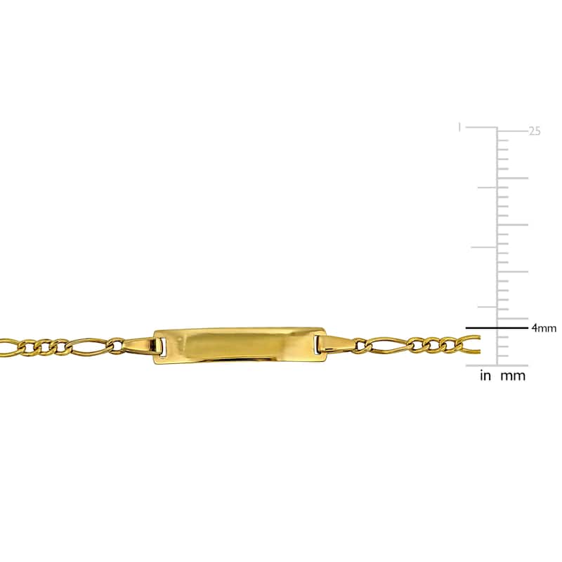 Miadora 2mm Figaro Link Chain ID Bracelet 14K Yellow Gold