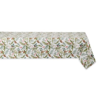 DII Tablecloth Holiday Trees Ivory