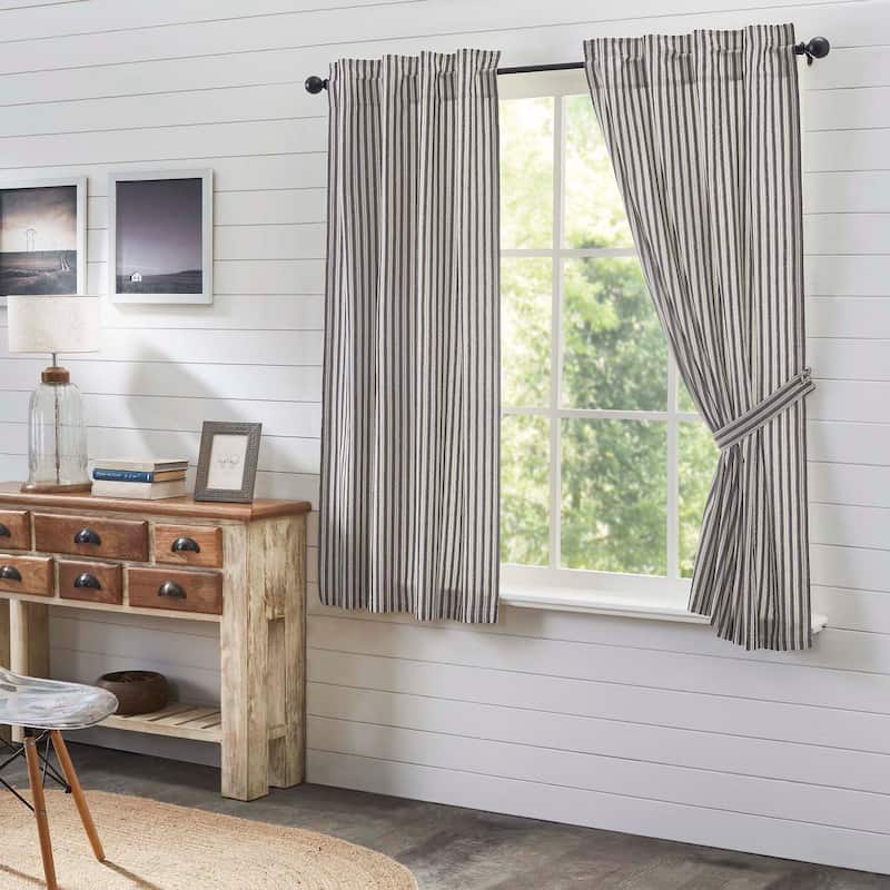 Ashmont Ticking Stripe Short Panel Set of 2 63x36 - Grey