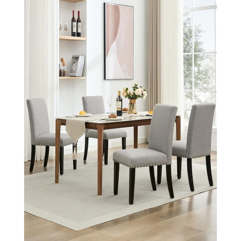 Modern Fabric Dining Chairs Set of 2 – Upholstered Curved Backrest, Wood Legs & 265lb Capacity, for Kitchen/Dining Room