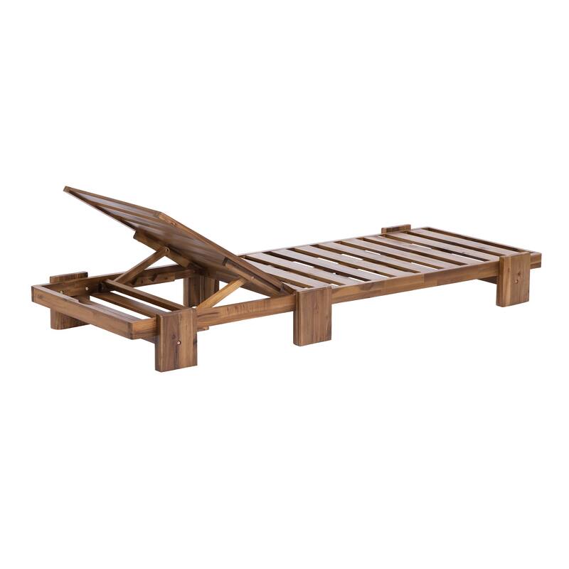 Roomfitters 78.8" Outdoor Patio Chaise Lounge Chair with Adjustable Backrest and Side Table for Poolside & Garden