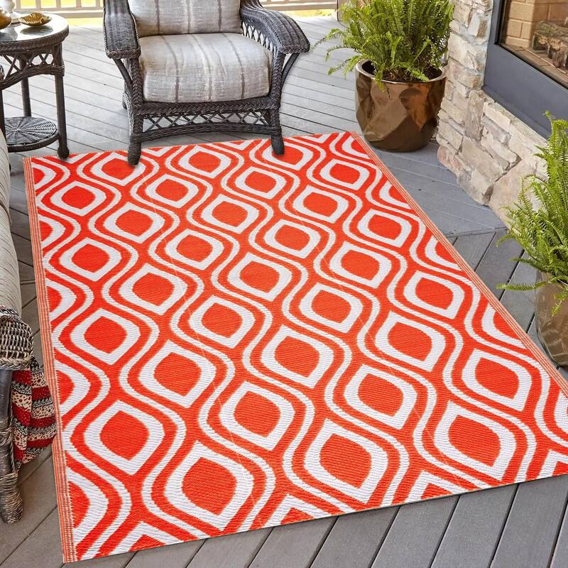 Playa Rug Outdoor Recycled Reversible Plastic Folded Mat/Rug Venice Collection Lightweight & Weather, Water and UV Resistant