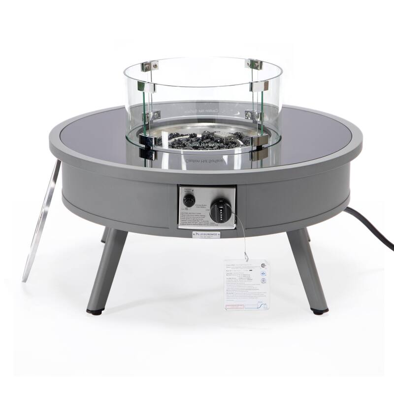 Leisuremod Walbrooke Modern Outdoor Patio Round Fire Pit Table for Porch Backyard Deck - 29