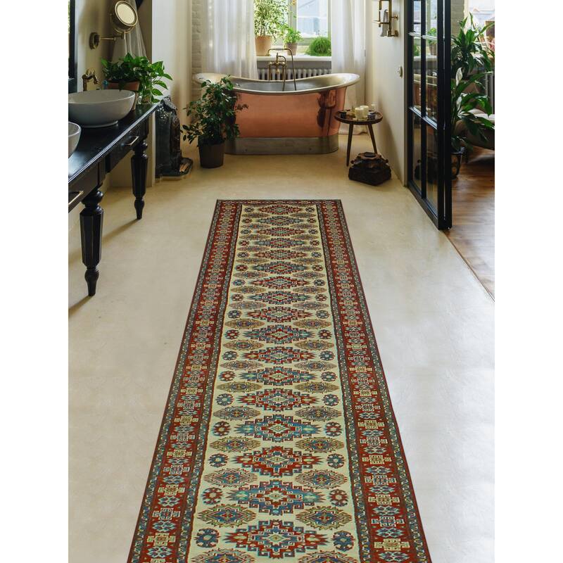 Kazak Aaric Ivory/Red Runner - 2'6" x 19'11"