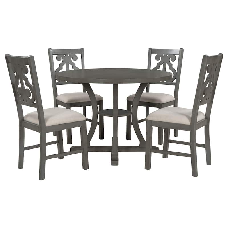5-Piece Round Dining Table and Chair Set