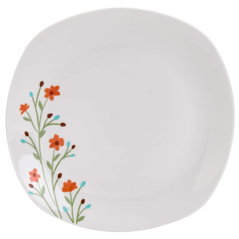 Tabletops Gallery Caroline 12 Piece Floral White Porcelain Dinnerware Set- Service for 4