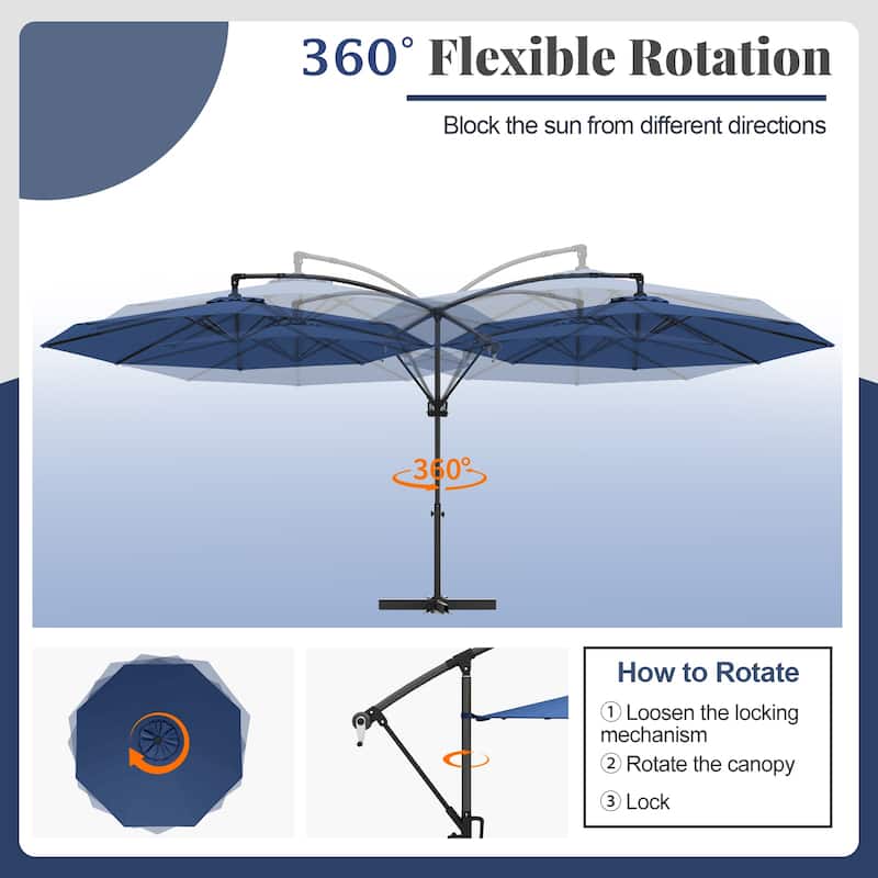 Gymax 10 FT Patio Offset Umbrella w/ X-shaped Base Infinite Tile &