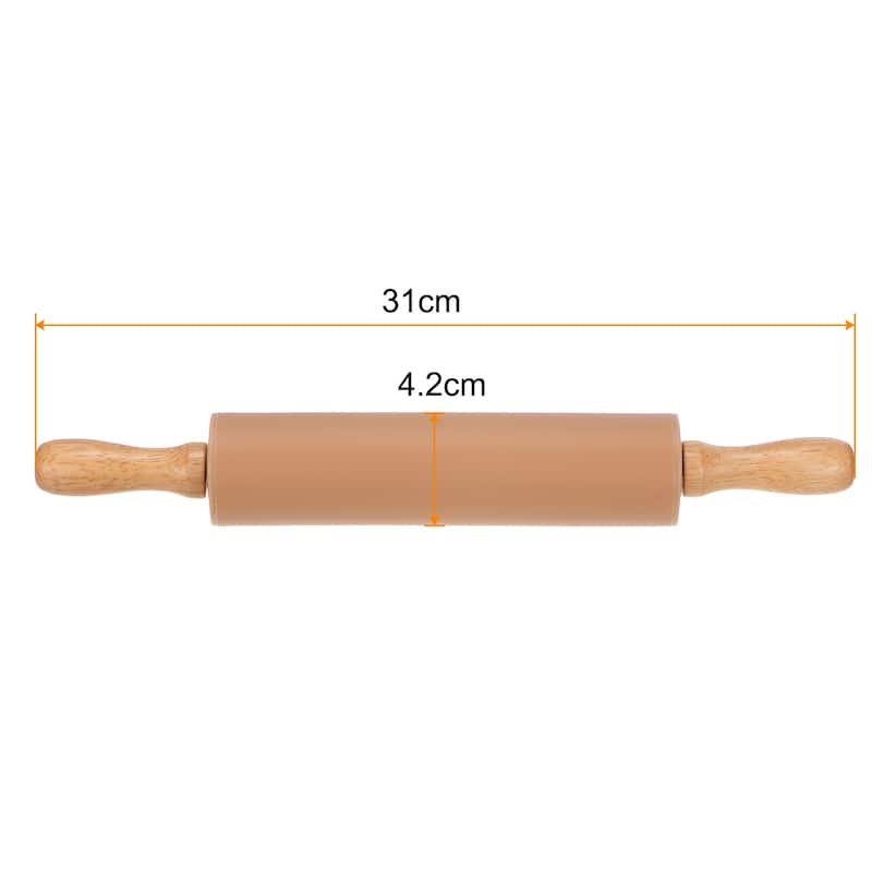 2pcs Silicone Rolling Pins for Baking Cooking - Brown - 31cm x 4.2cm