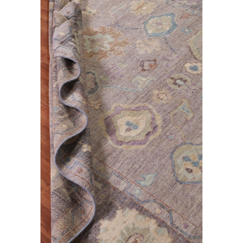 Hand Knotted Oriental 100% Wool Carpet Transitional All-Over Greys & Charcoal Oushak Area Rug - 9' 9'' X 8' 1''