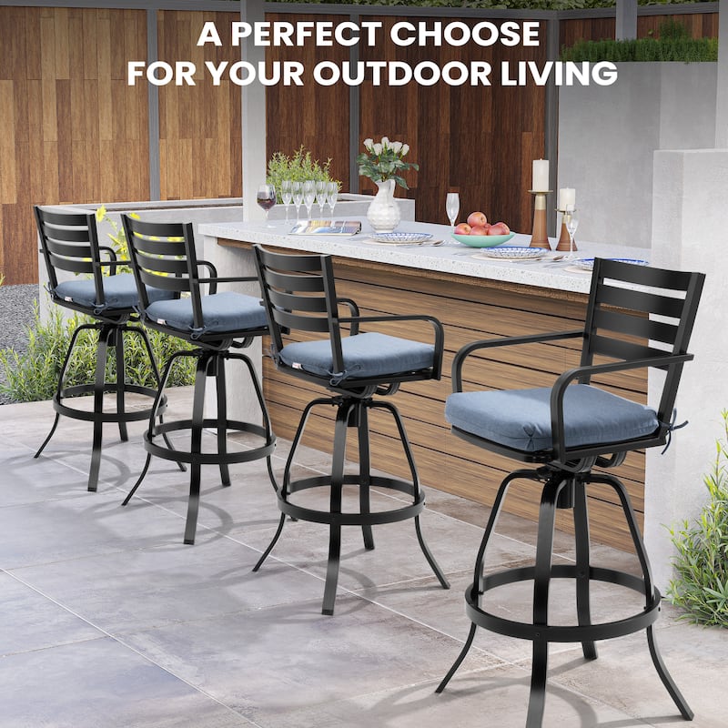 Pellebant Outdoor Patio Swivel Aluminum Bar Stools with Sunbrella Cushion - 18.51 in L x 18.51 in W x 45.28 in H