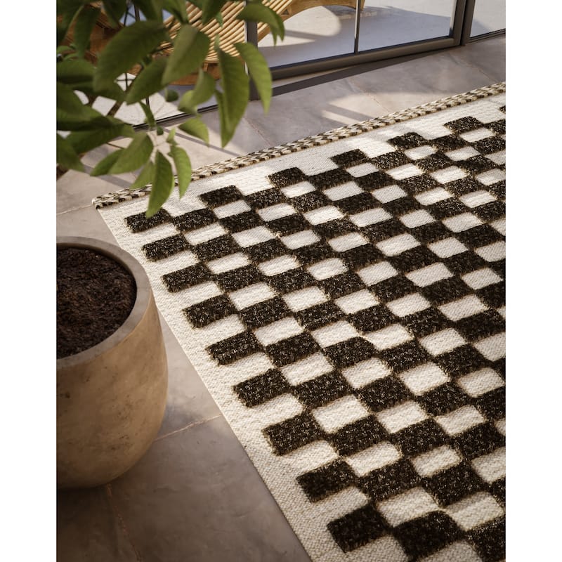 Momeni Willow Hand Woven Wool Checker Area Rug - 2' 6" x 8' - Charcoal - Runner